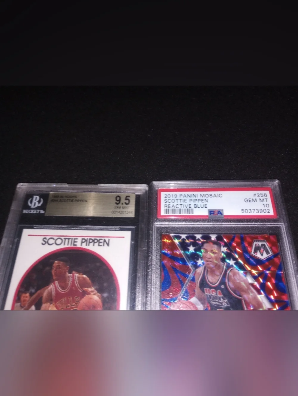 Scottie PIPPEN 2 Graded LOT 1989-90 BGS 9.5 + PSA 10 2019 Panini Mosaic Blue - Picture 4 of 6